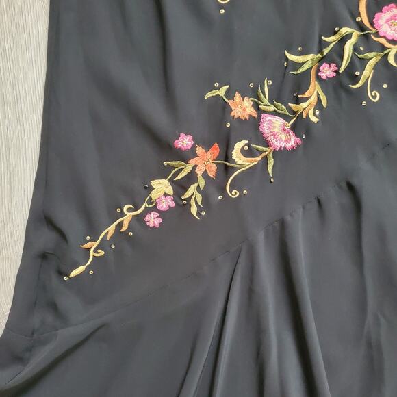 Y2K Whimsigoth Fairy Dress Womens 6 Floral Embroidered Maxi Formal Gown Elegant - Picture 5 of 12